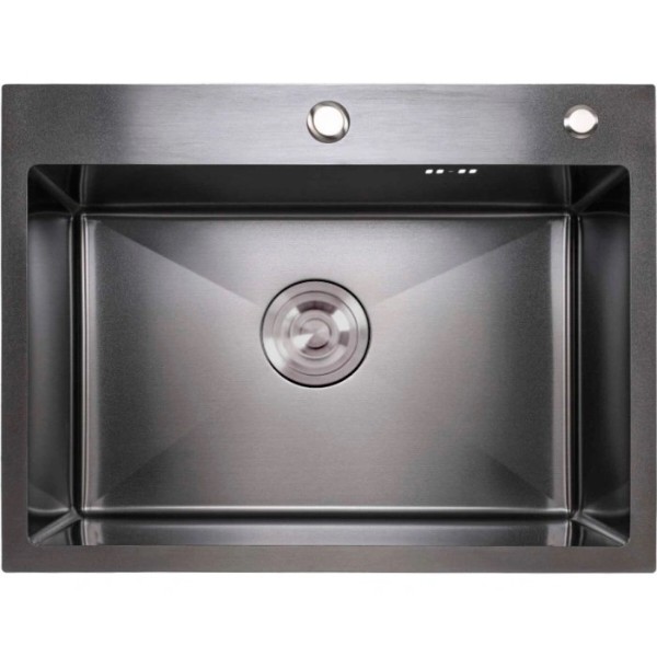 Фото - Мийка кухонна VALESO Handmade PVD чорна BLACK GLASS 60x45
